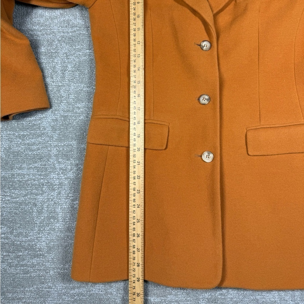 Laura Ashley Made in Poland Orange Wool Blend Long Blazer Jacket Womens 6 - Picture 4 of 8